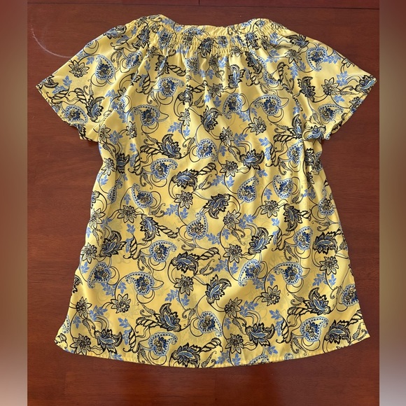 Dana Buchman Paisley Floral Yellow and Blue "Lemon Drop" Top size Medium - Picture 2 of 8